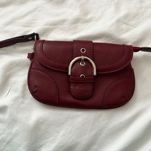 Burgundy red coach wristlet